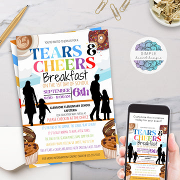 tears and cheers back to school first day breakfast invitations